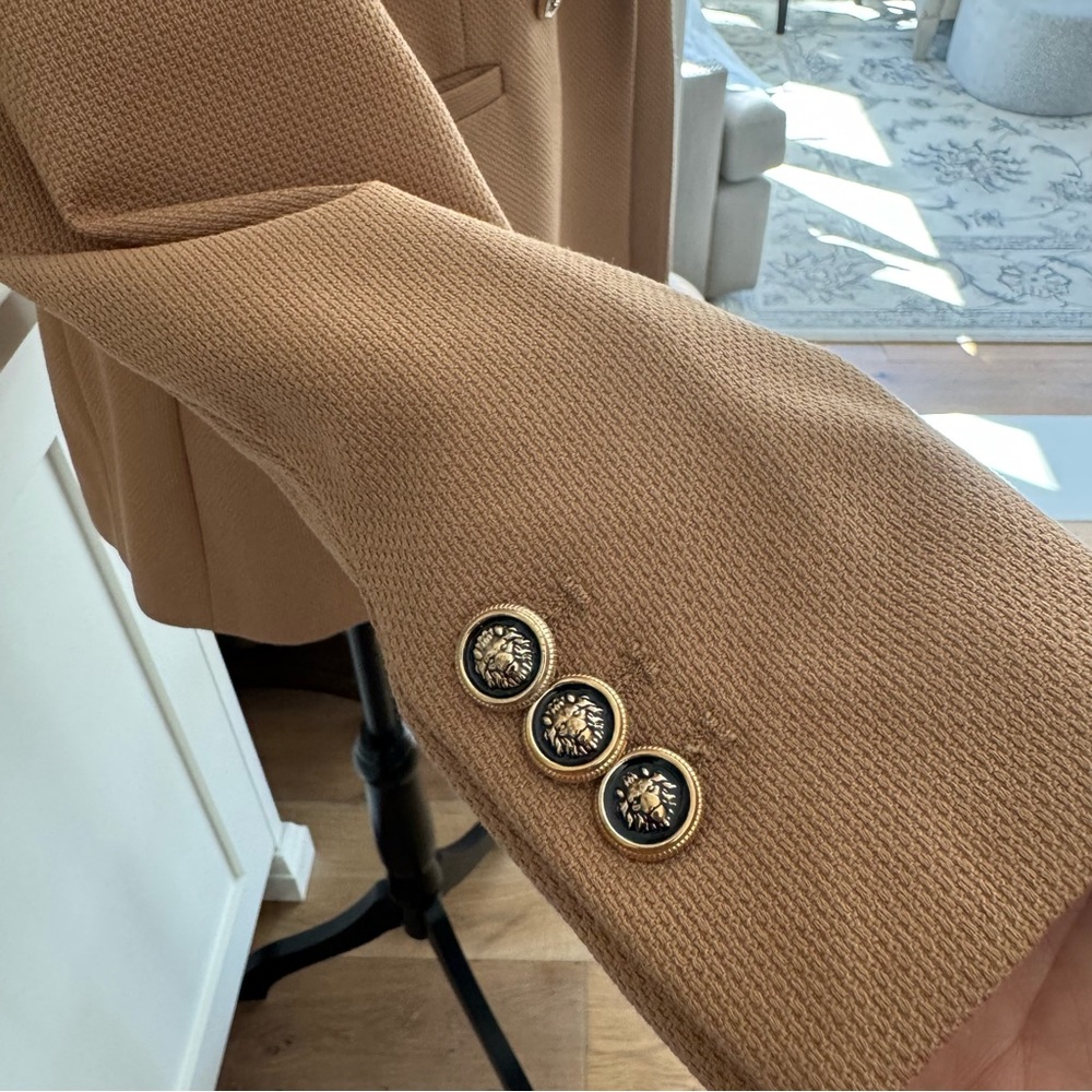 ZARA Camel Beige Double-Breasted Blazer – Size XS - Picture 3 of 8
